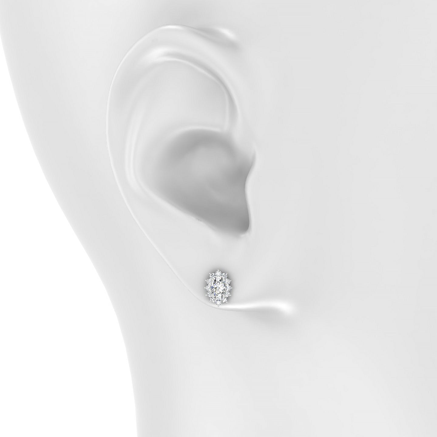 Blossom | 18k White Gold 5 x 3 mm Oval Diamond Earrings