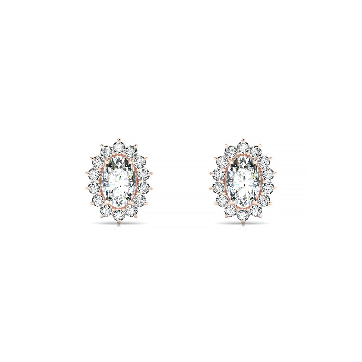 Blossom | 18k Rose Gold 6 x 4 mm Oval Diamond Earrings