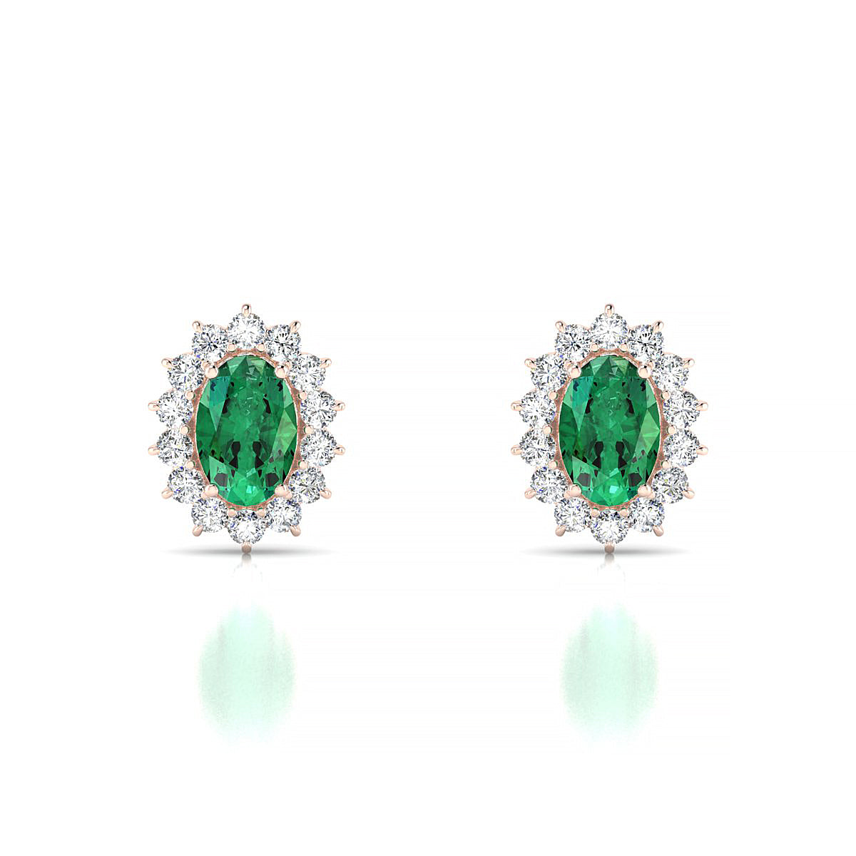 Blossom | 18k Rose Gold 6 x 4 mm Oval Emerald Earrings