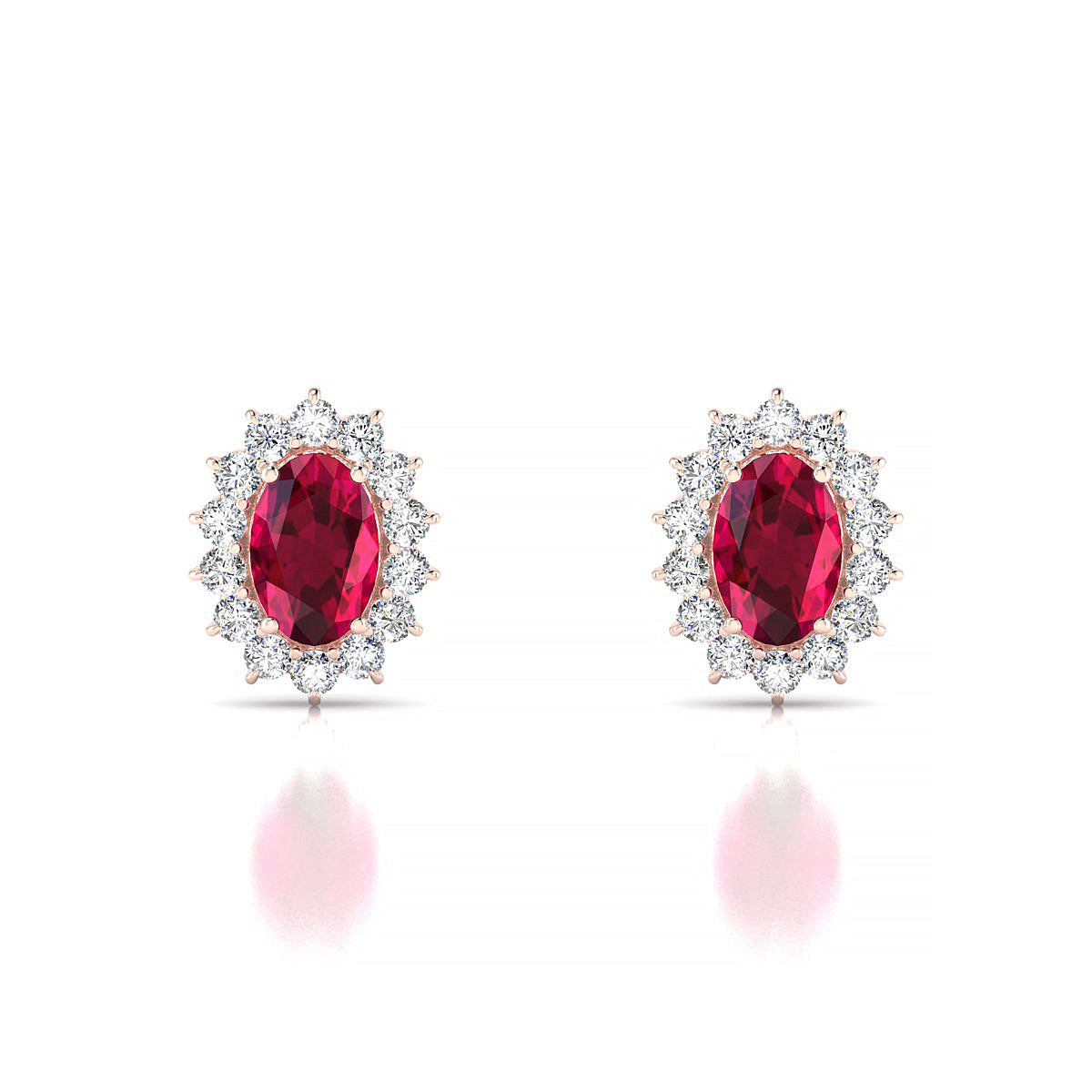Blossom | 18k Rose Gold 6 x 4 mm Oval Ruby Earrings