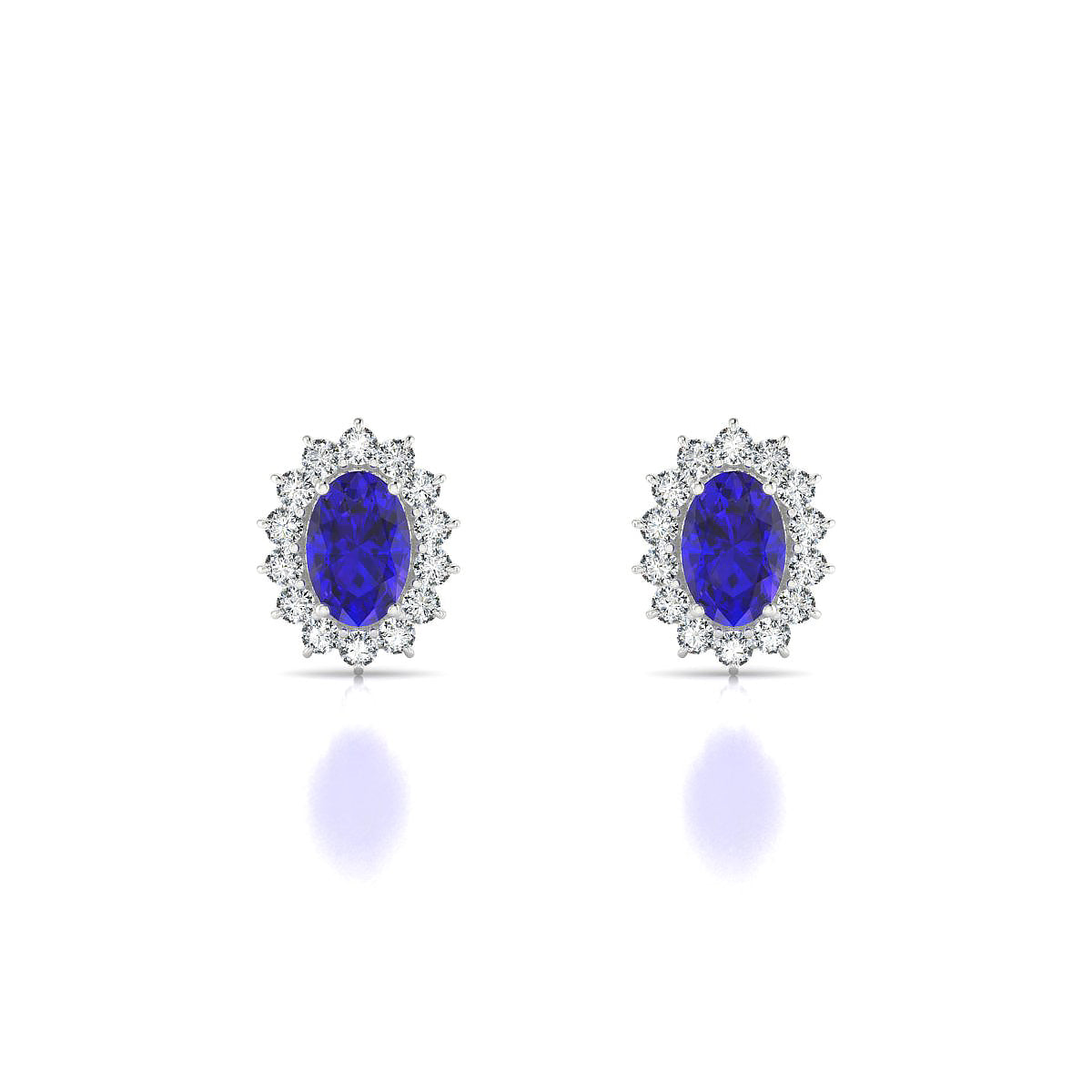 Blossom | 18k White Gold 6 x 4 mm Oval Tanzanite Earrings