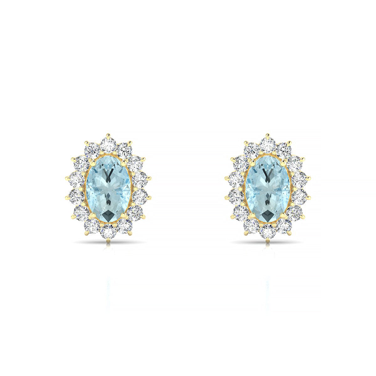 Blossom | 18k Yellow Gold 6 x 4 mm Oval Aquamarine Earrings