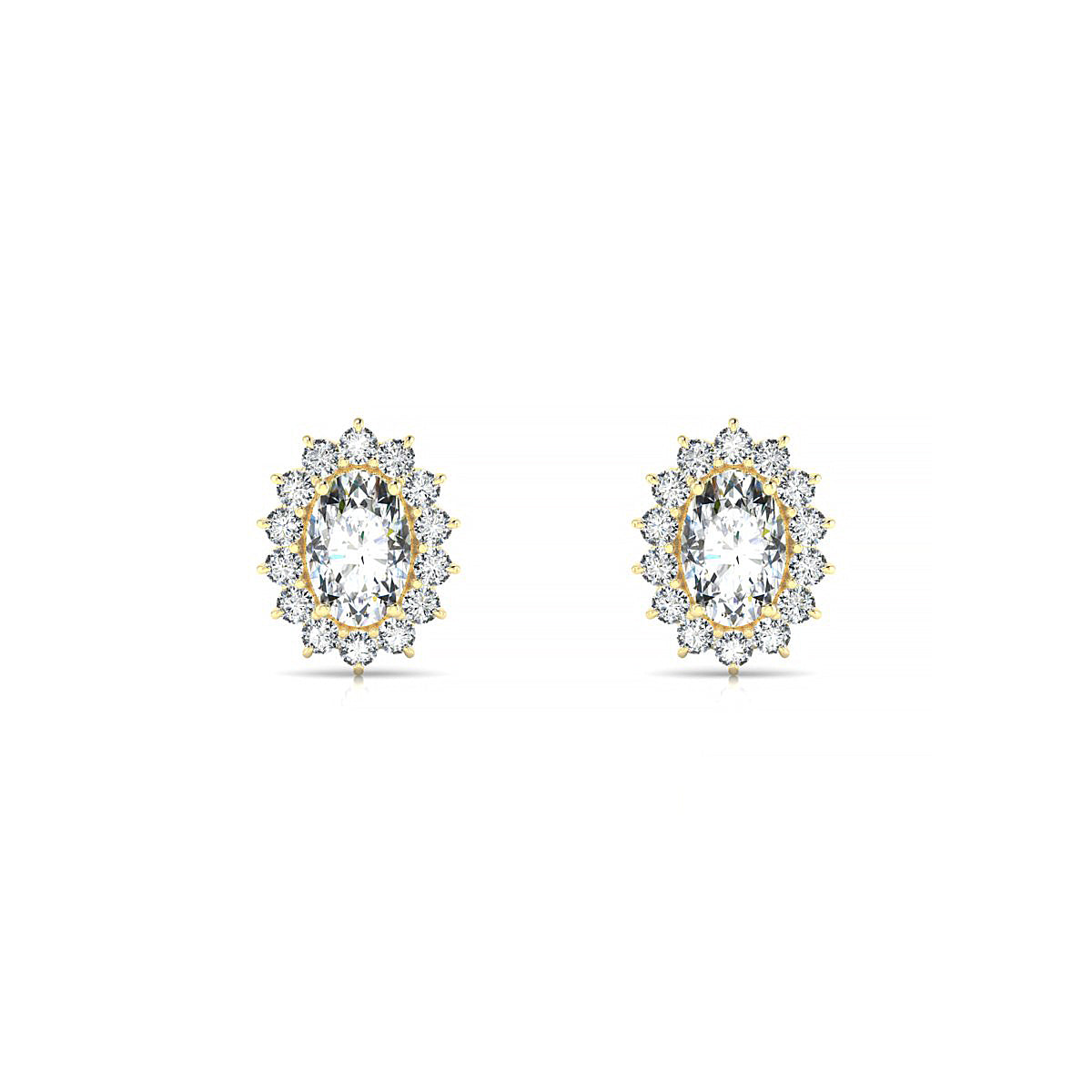 Blossom | 18k Yellow Gold 6 x 4 mm Oval Diamond Earrings