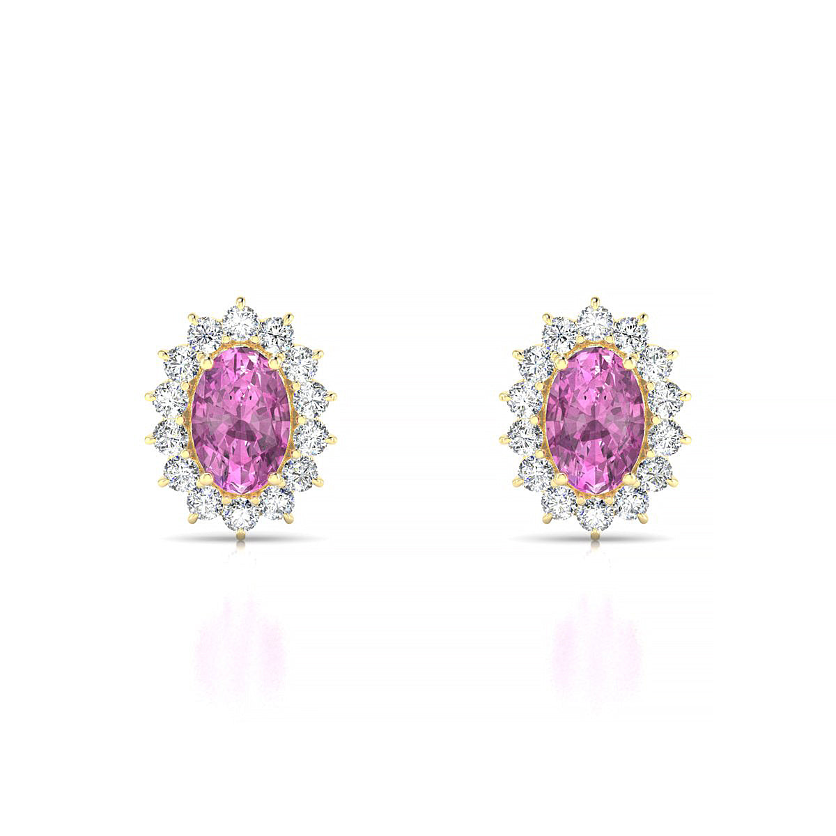 Blossom | 18k Yellow Gold 6 x 4 mm Oval Pink Sapphire Earrings