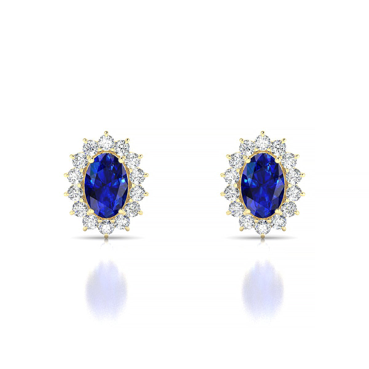 Blossom | 18k Yellow Gold 6 x 4 mm Oval Sapphire Earrings