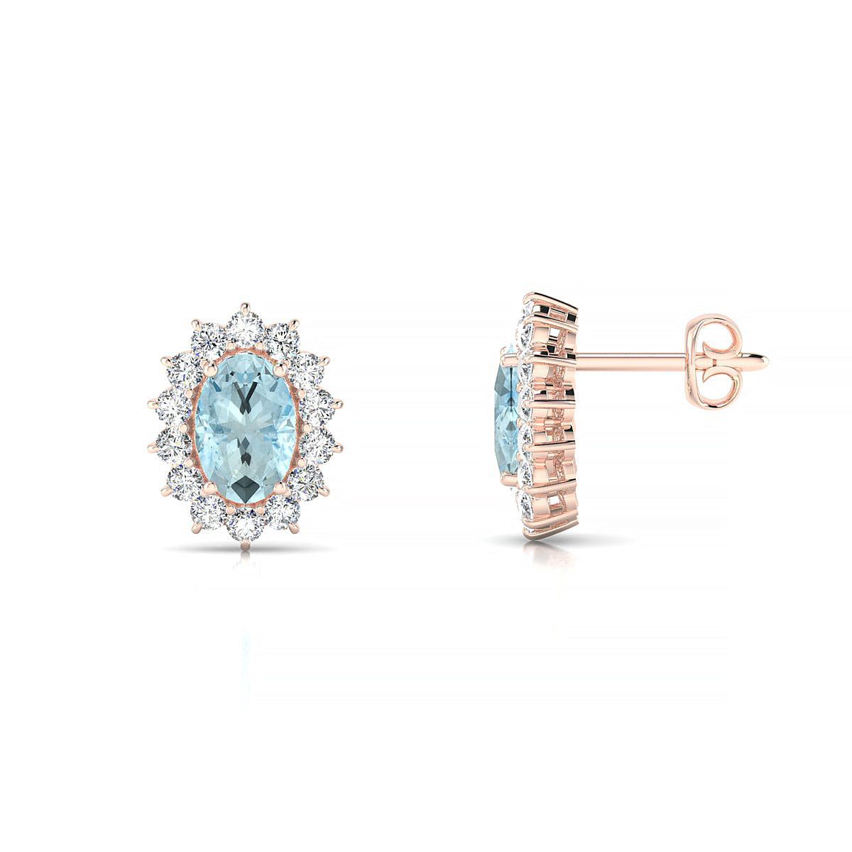 Blossom | 18k Rose Gold 6 x 4 mm Oval Aquamarine Earrings