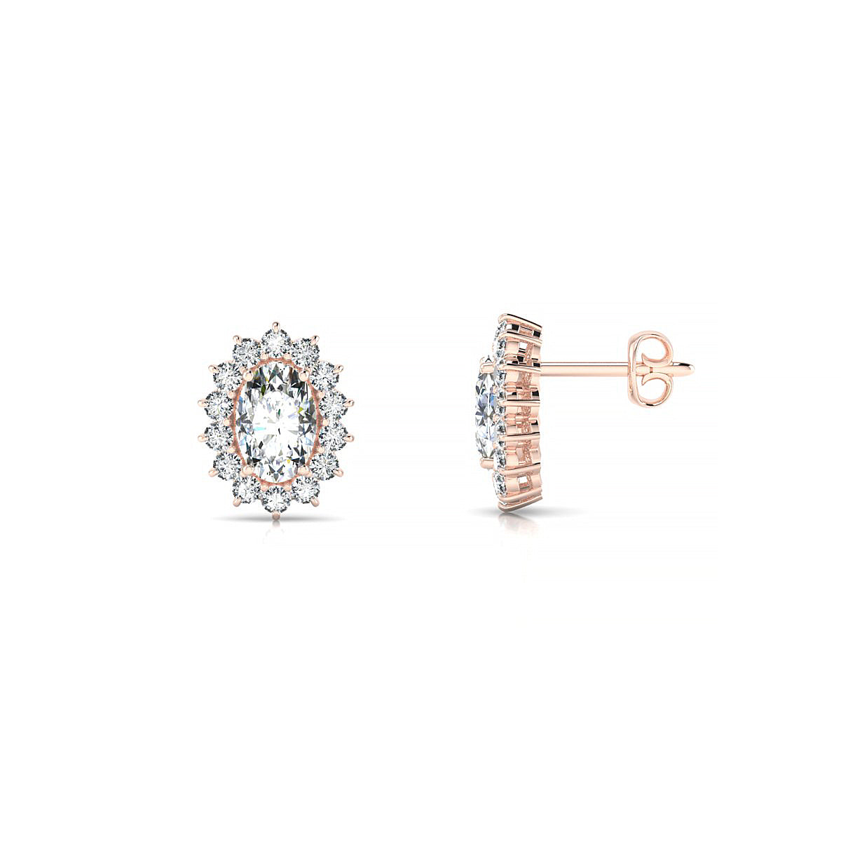 Blossom | 18k Rose Gold 6 x 4 mm Oval Diamond Earrings