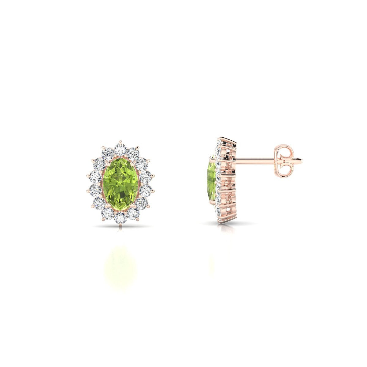 Blossom | 18k Rose Gold 6 x 4 mm Oval Peridot Earrings