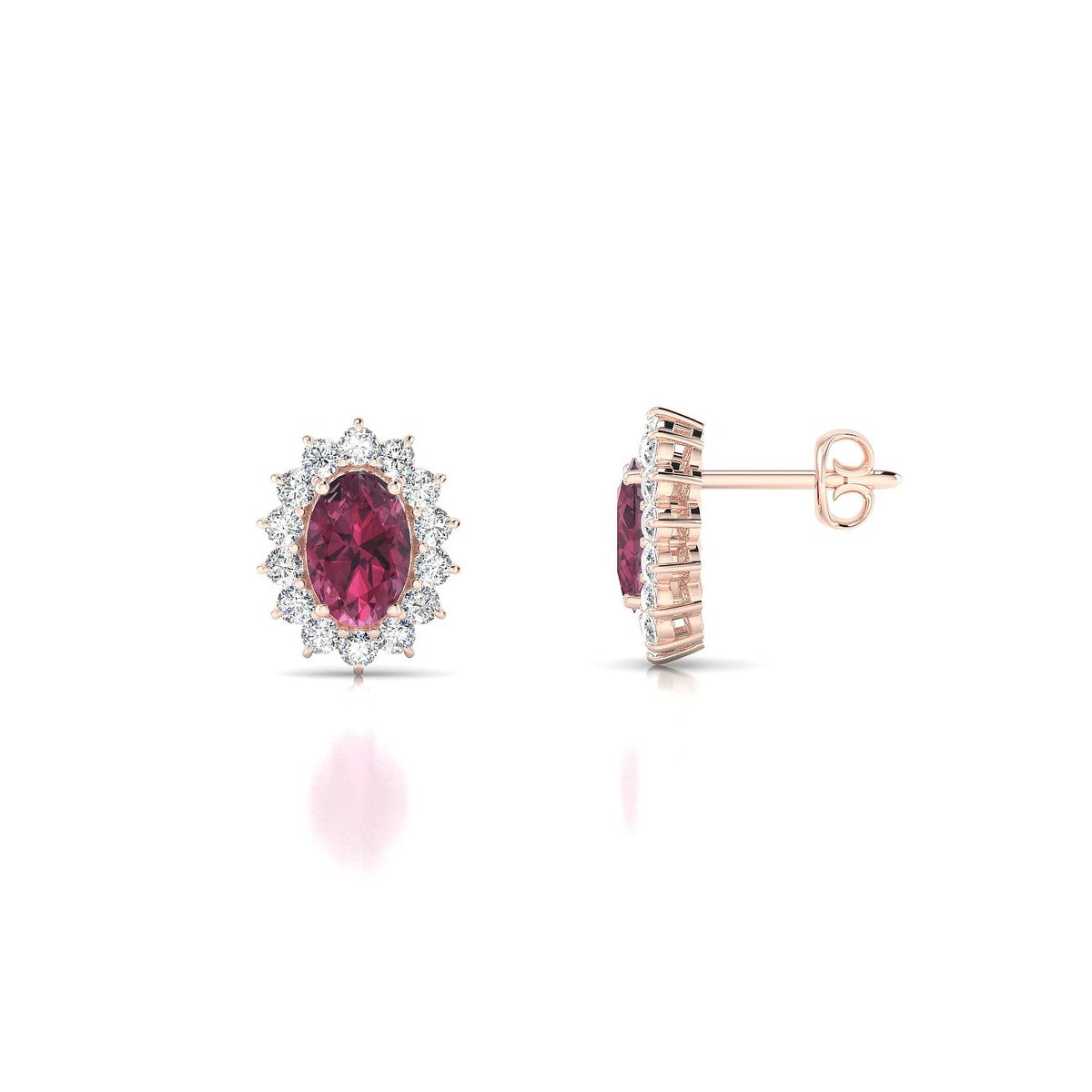 Blossom | 18k Rose Gold 6 x 4 mm Oval Rhodolite Earrings