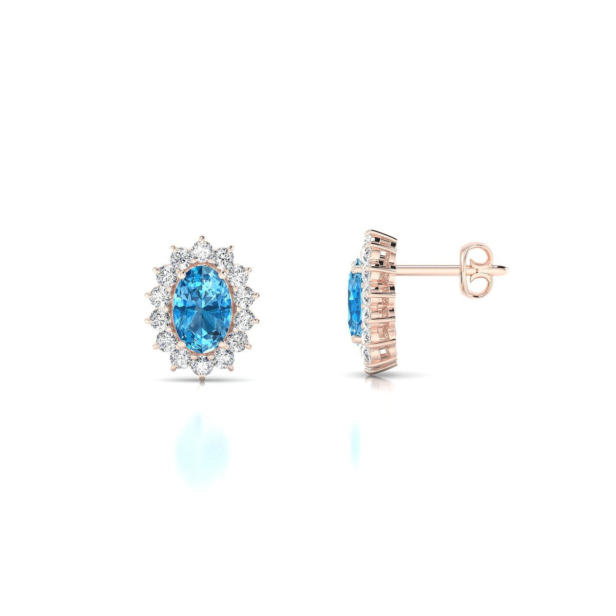 Blossom | 18k Rose Gold 6 x 4 mm Oval Topaz Earrings