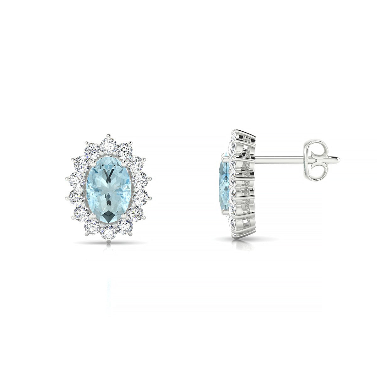 Blossom | 18k White Gold 6 x 4 mm Oval Aquamarine Earrings
