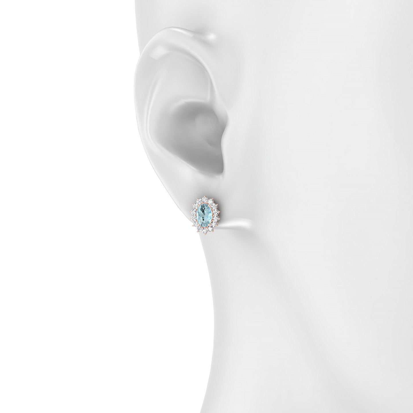 Blossom | 18k Rose Gold 6 x 4 mm Oval Aquamarine Earrings
