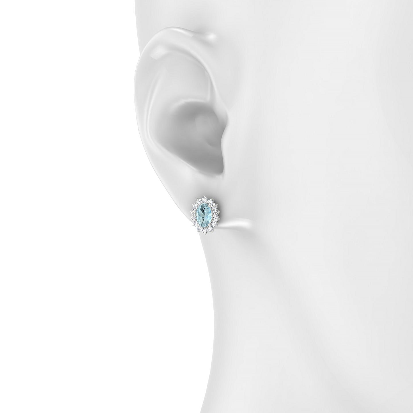 Blossom | 18k White Gold 6 x 4 mm Oval Aquamarine Earrings
