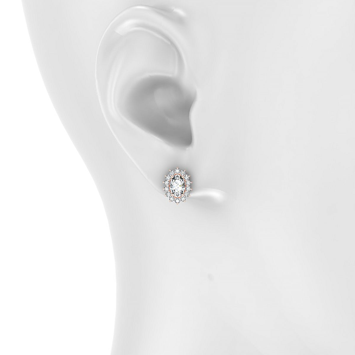 Blossom | 18k Rose Gold 6 x 4 mm Oval Diamond Earrings