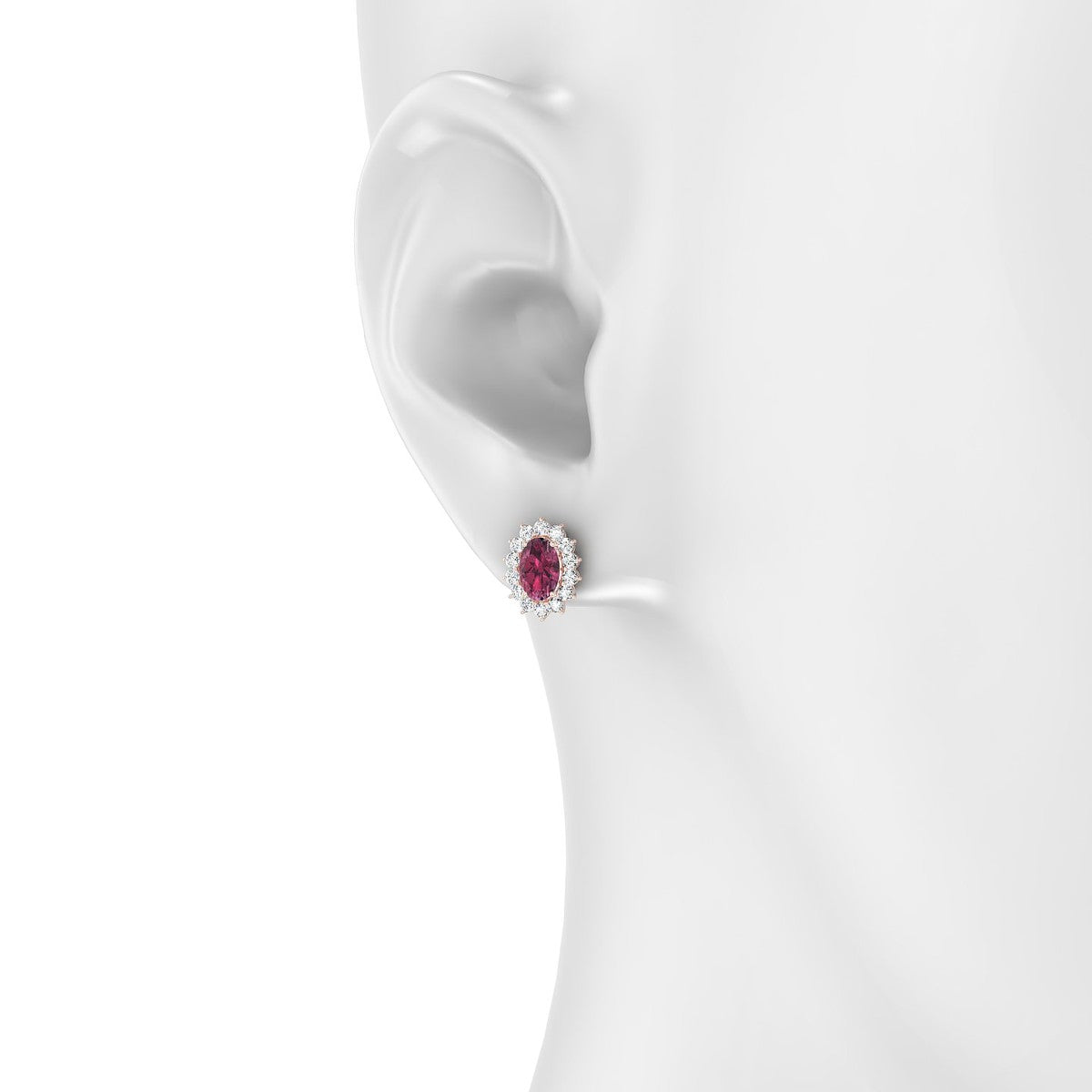 Blossom | 18k Rose Gold 6 x 4 mm Oval Rhodolite Earrings