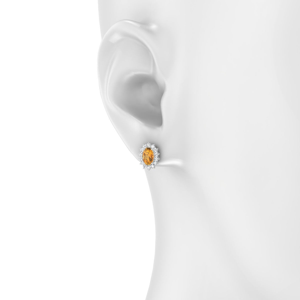Blossom | 18k White Gold 6 x 4 mm Oval Citrine Earrings