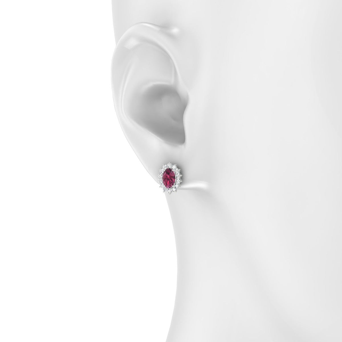 Blossom | 18k White Gold 6 x 4 mm Oval Rhodolite Earrings