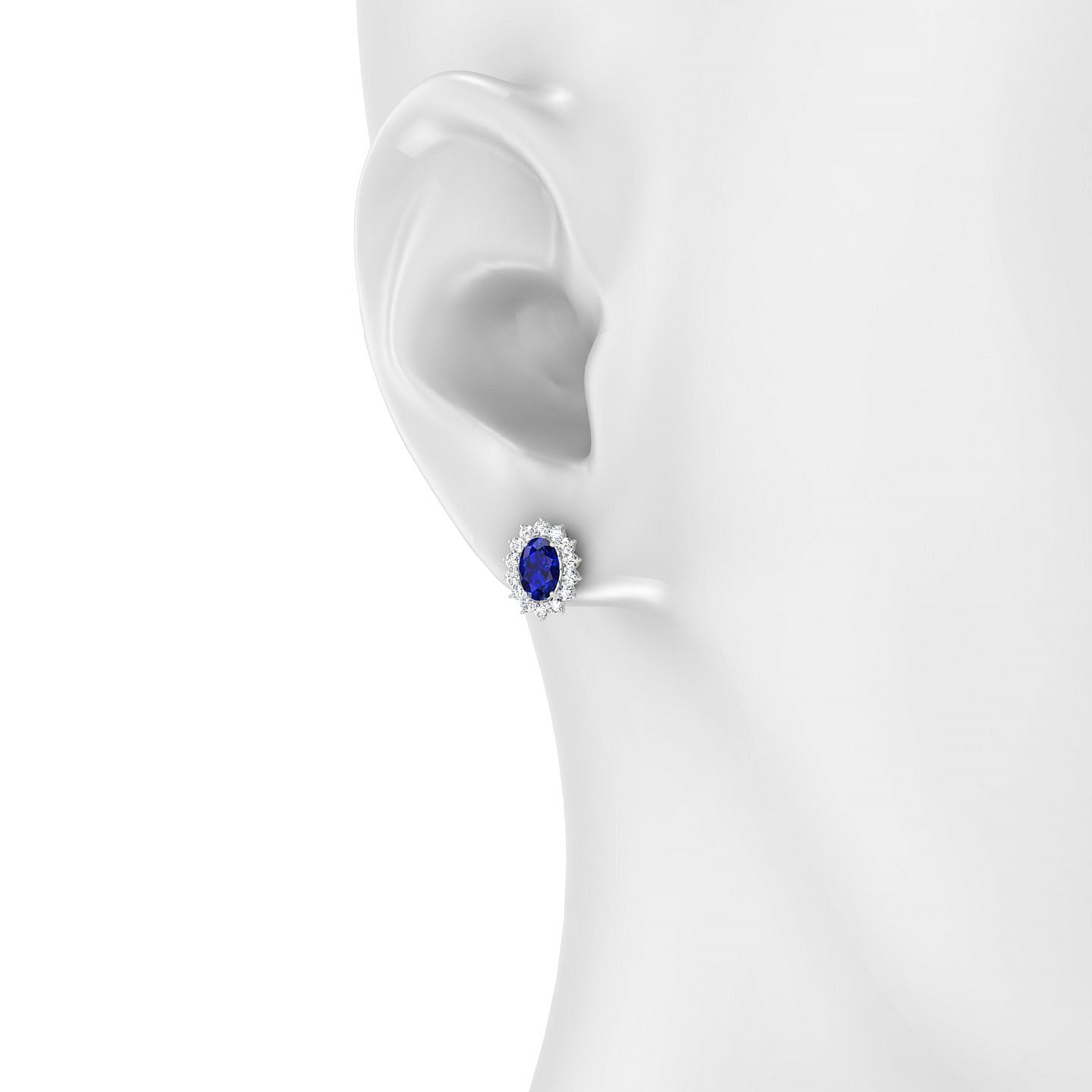 Blossom | 18k White Gold 6 x 4 mm Oval Sapphire Earrings