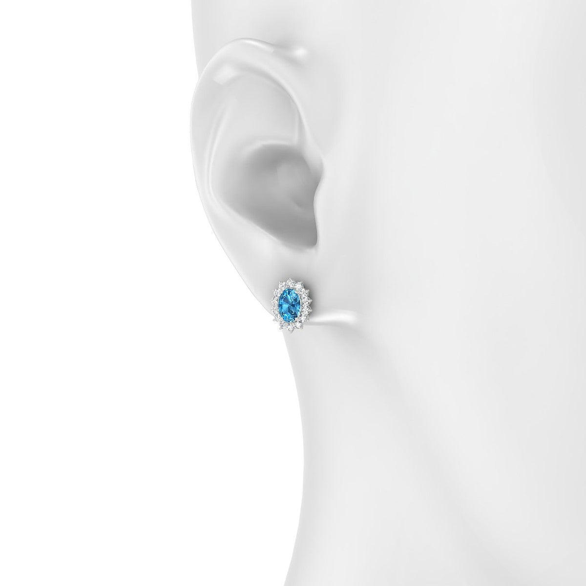 Blossom | 18k White Gold 6 x 4 mm Oval Topaz Earrings