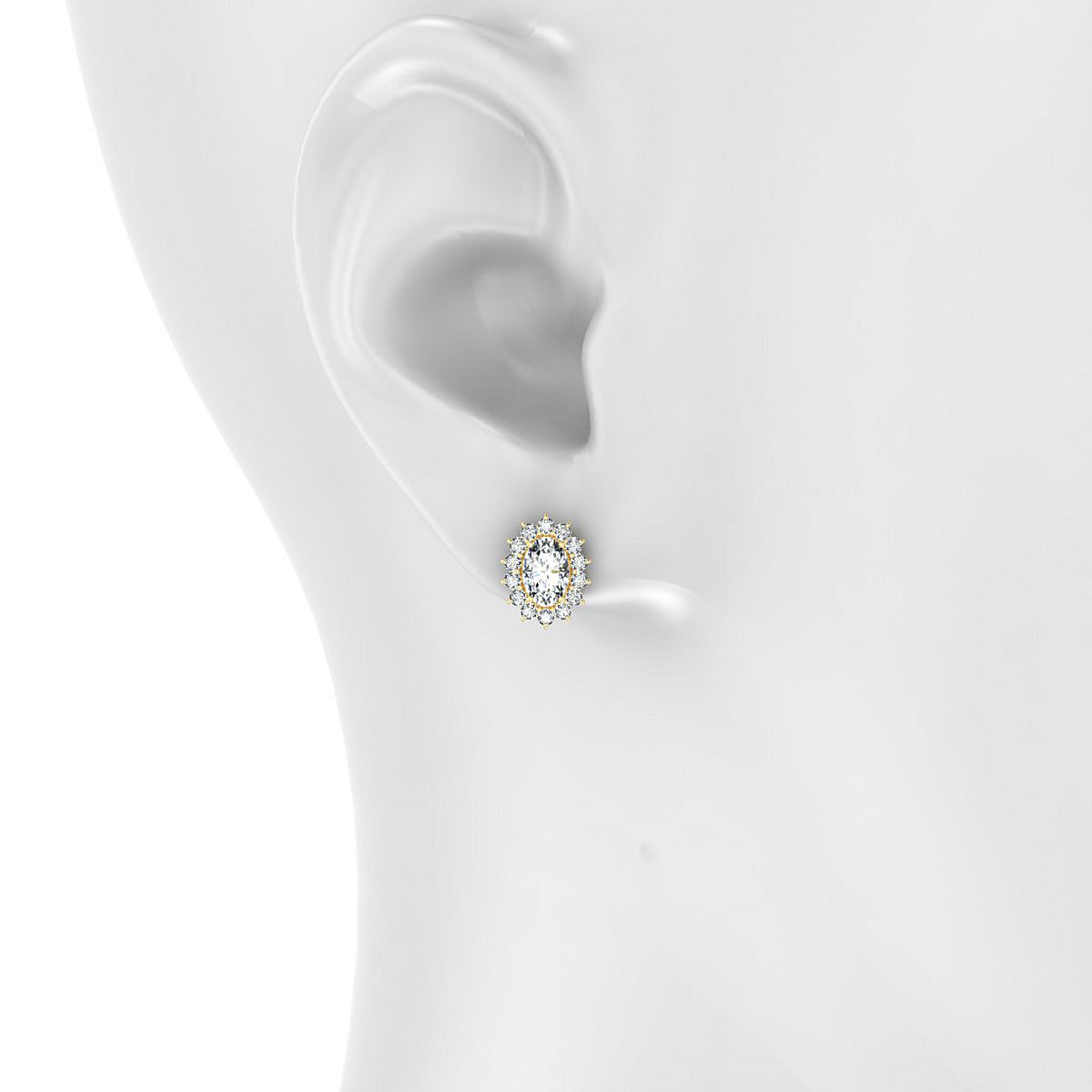 Blossom | 18k Yellow Gold 6 x 4 mm Oval Diamond Earrings
