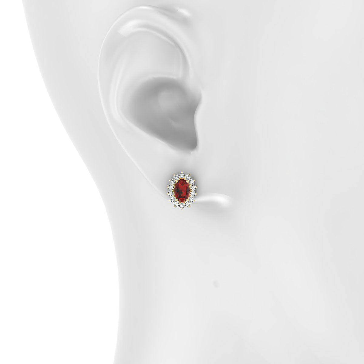 Blossom | 18k Yellow Gold 6 x 4 mm Oval Garnet Earrings