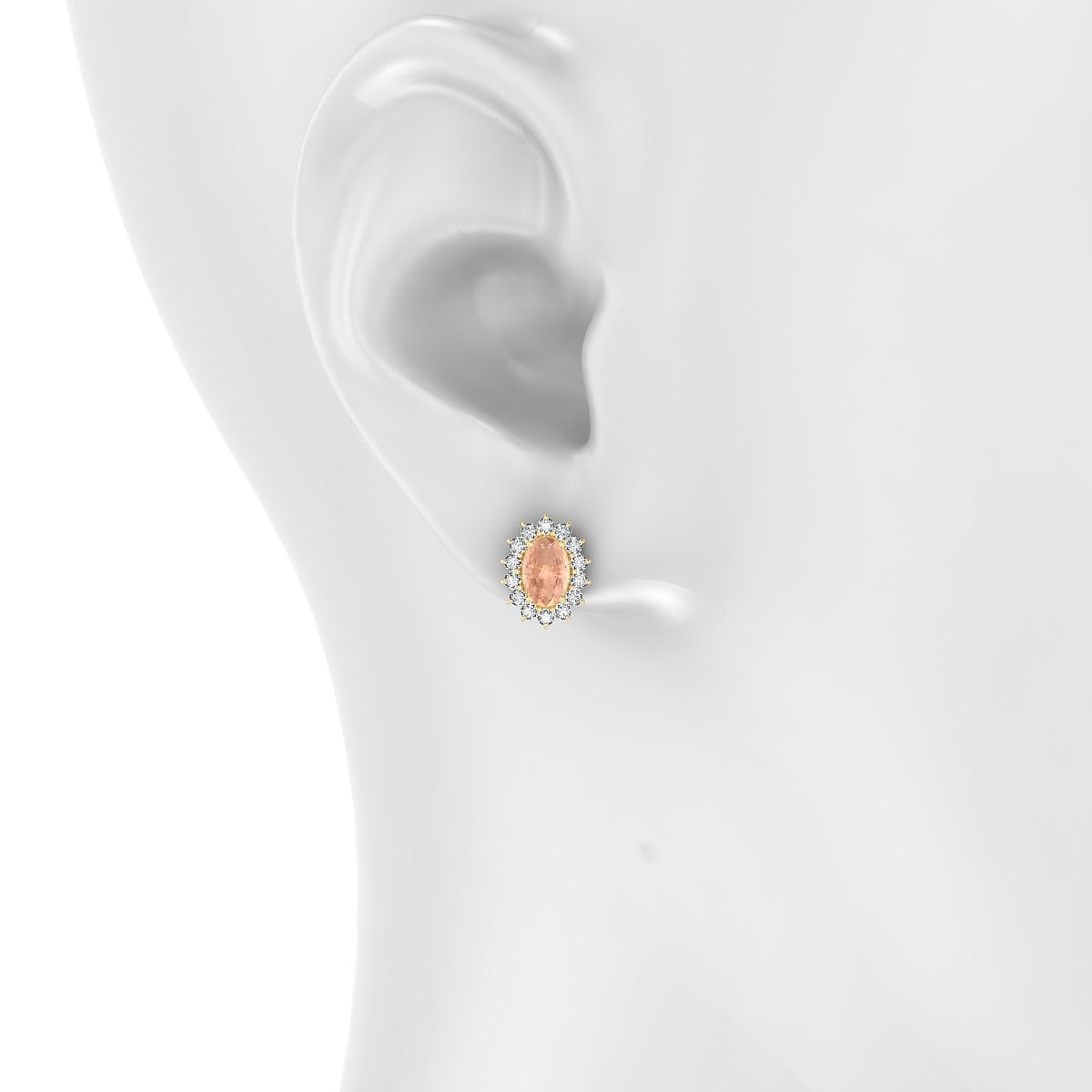 Blossom | 18k Yellow Gold 6 x 4 mm Oval Morganite Earrings