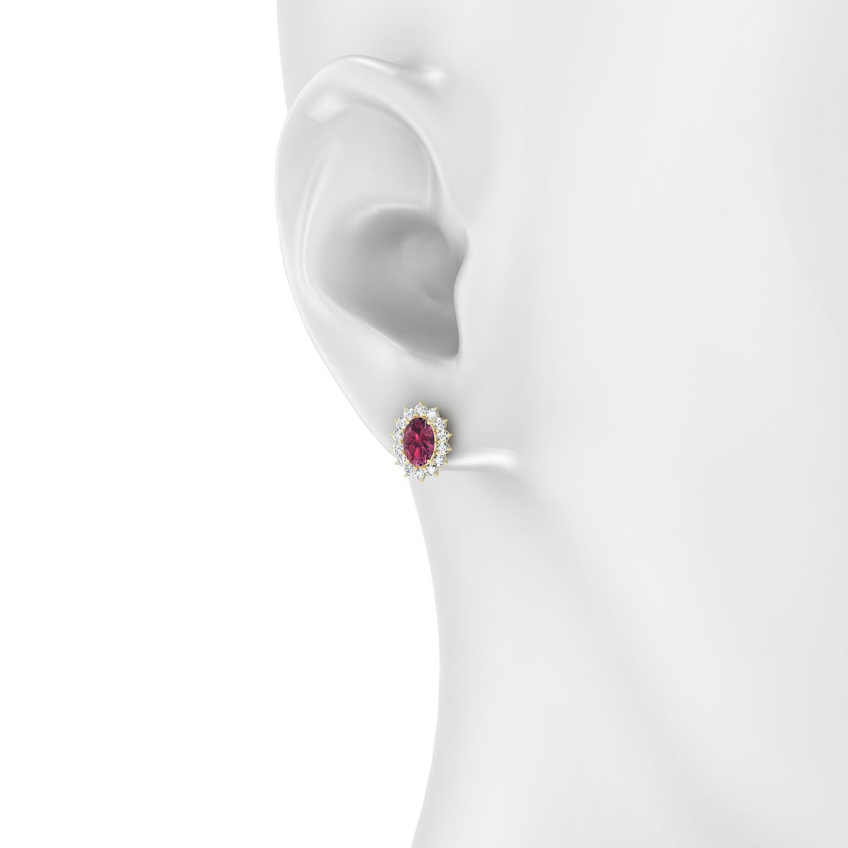 Blossom | 18k Yellow Gold 6 x 4 mm Oval Rhodolite Earrings