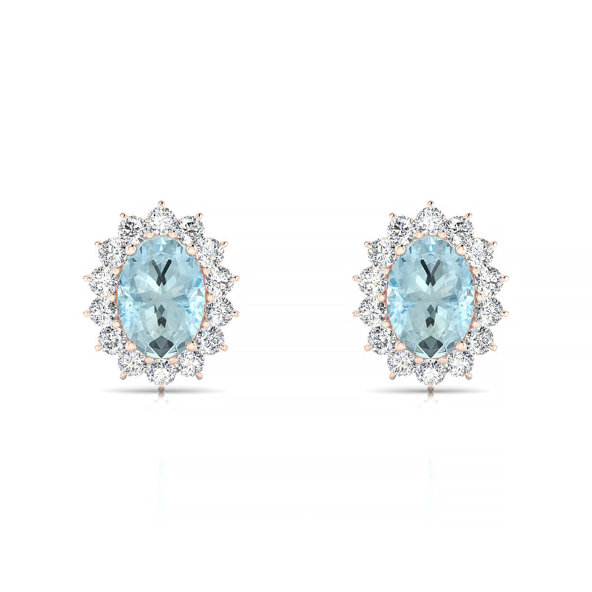 Blossom | 18k Rose Gold 7 x 5 mm Oval Aquamarine Earrings