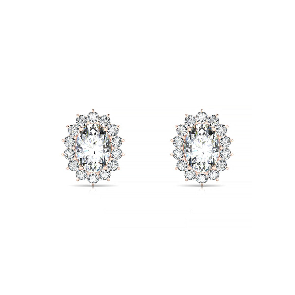 Blossom | 18k Rose Gold 7 x 5 mm Oval Diamond Earrings