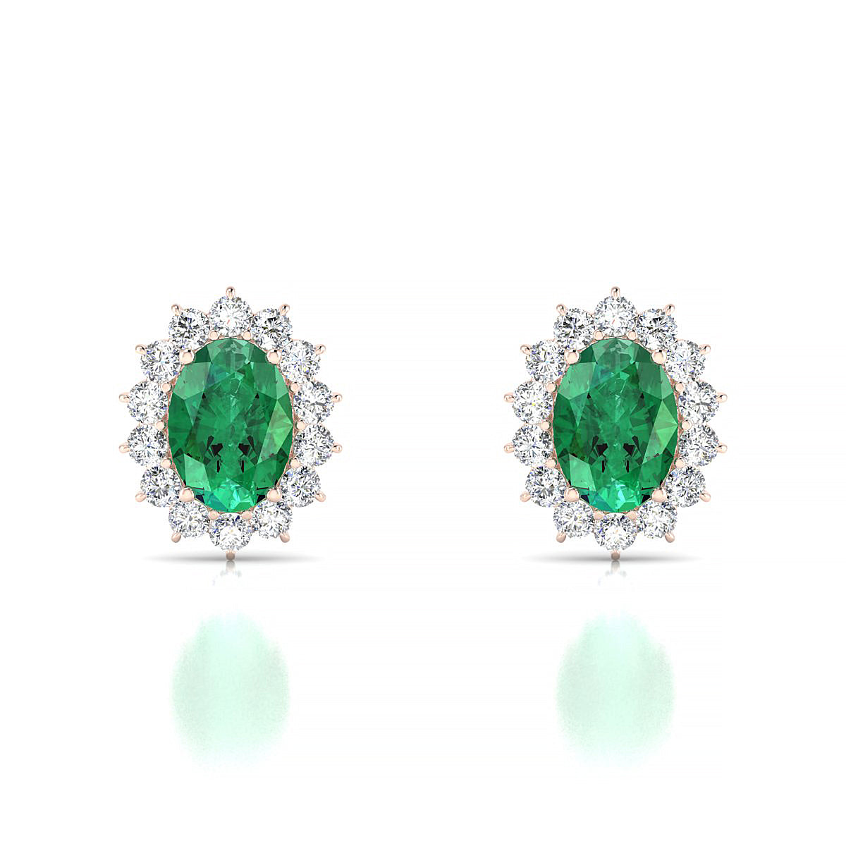 Blossom | 18k Rose Gold 7 x 5 mm Oval Emerald Earrings