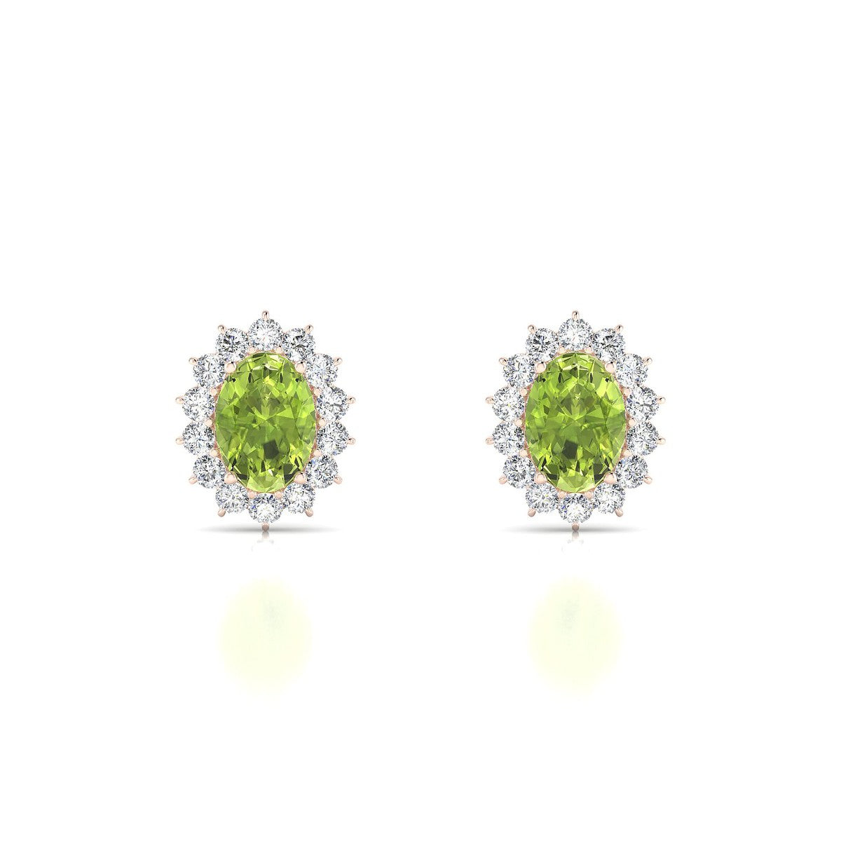 Blossom | 18k Rose Gold 7 x 5 mm Oval Peridot Earrings