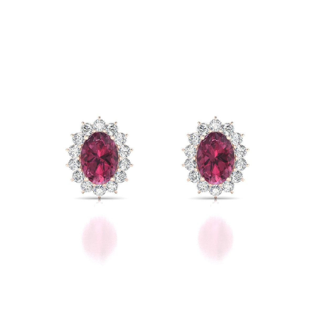 Blossom | 18k Rose Gold 7 x 5 mm Oval Rhodolite Earrings