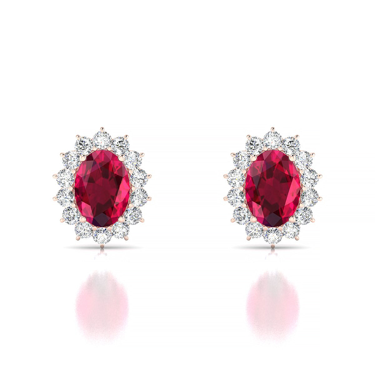 Blossom | 18k Rose Gold 7 x 5 mm Oval Ruby Earrings