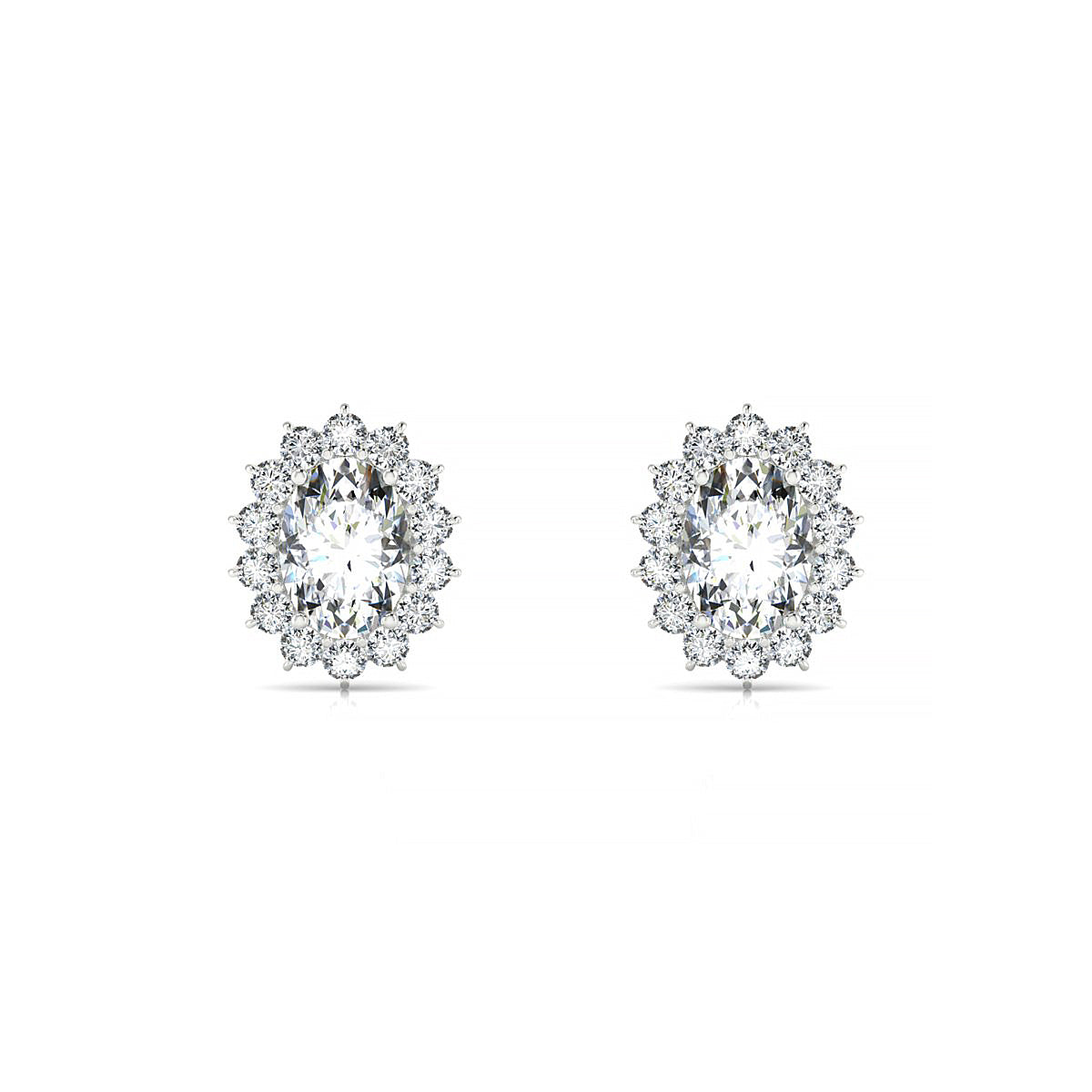 Blossom | 18k White Gold 7 x 5 mm Oval Diamond Earrings