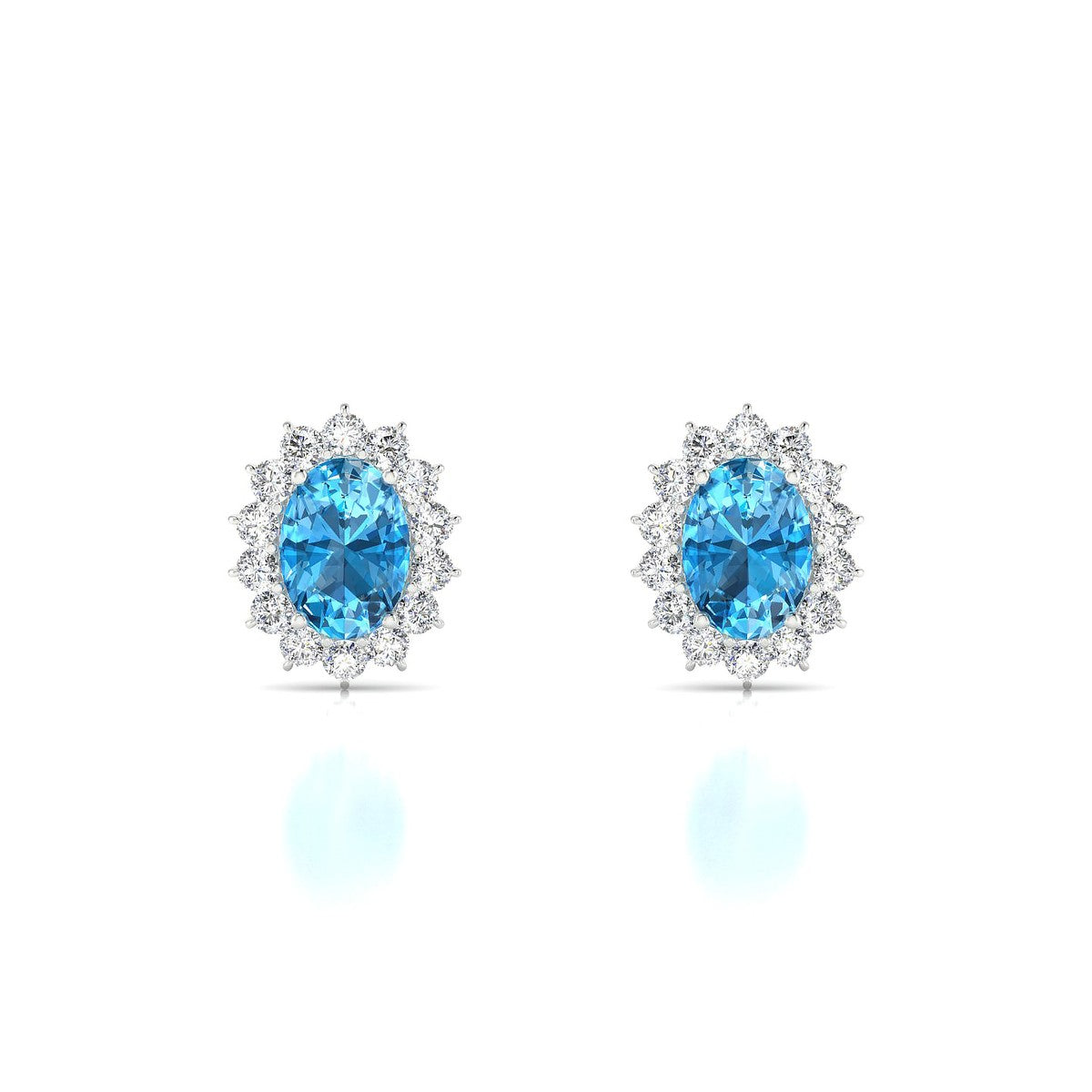 Blossom | 18k White Gold 7 x 5 mm Oval Topaz Earrings