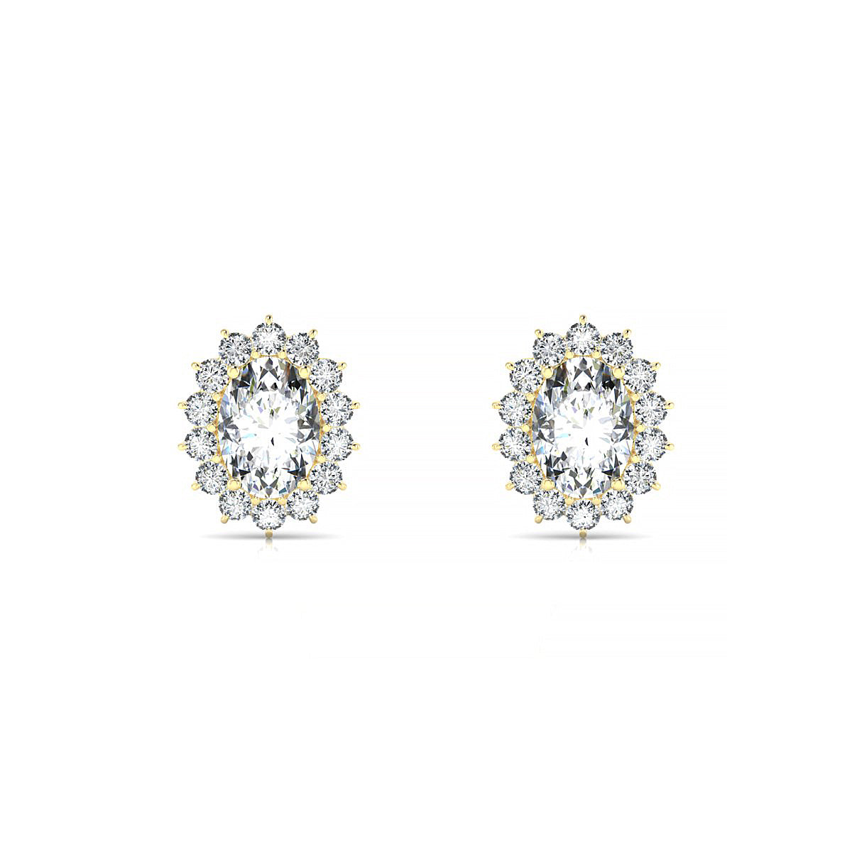 Blossom | 18k Yellow Gold 7 x 5 mm Oval Diamond Earrings