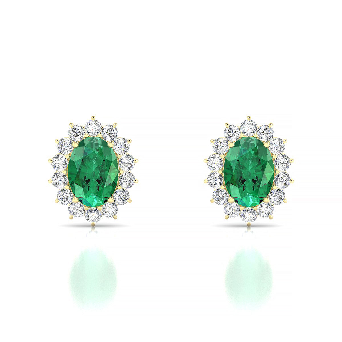 Blossom | 18k Yellow Gold 7 x 5 mm Oval Emerald Earrings