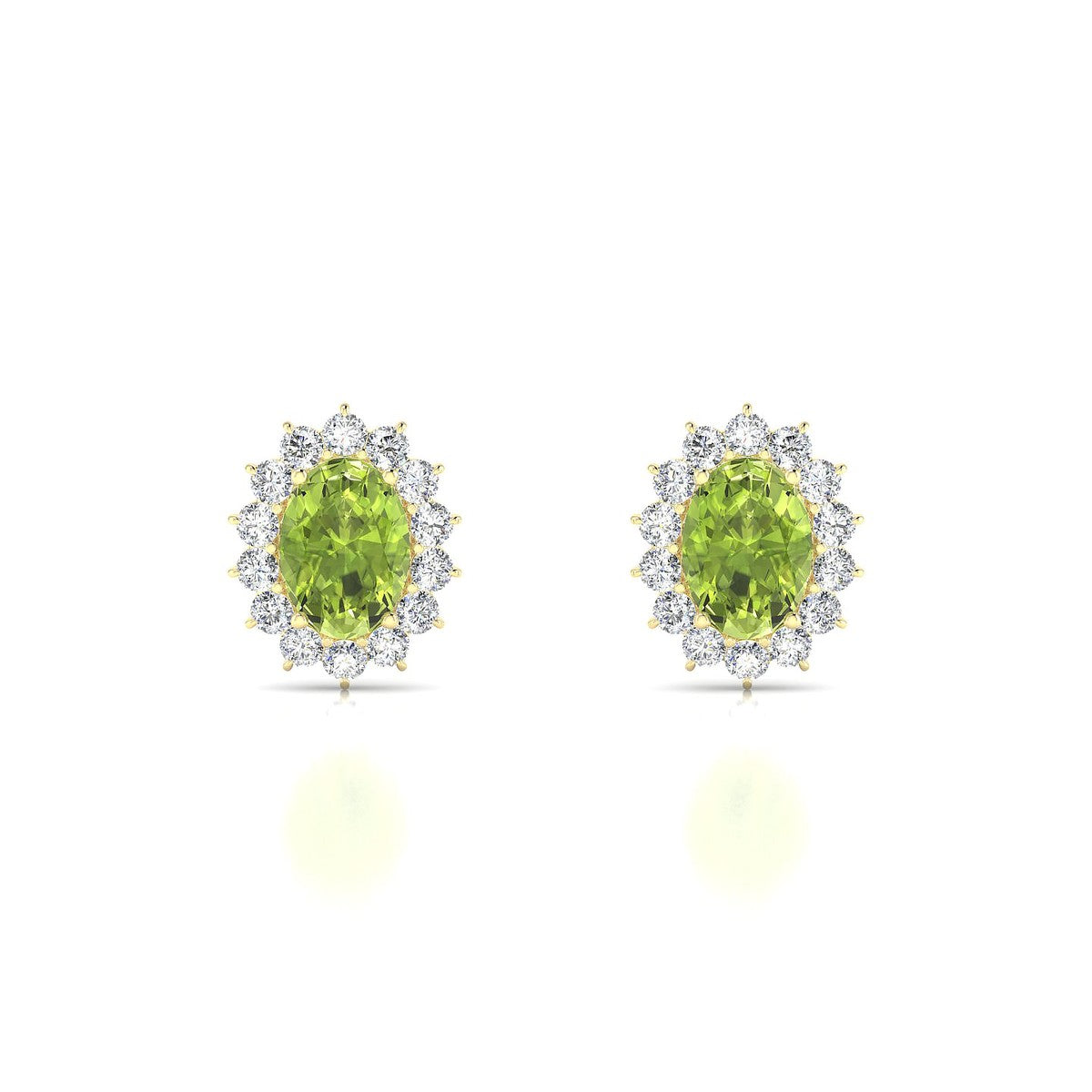 Blossom | 18k Yellow Gold 7 x 5 mm Oval Peridot Earrings
