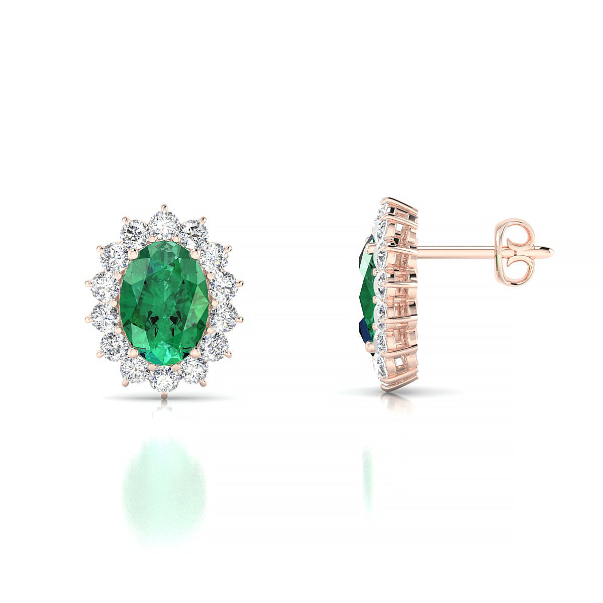 Blossom | 18k Rose Gold 7 x 5 mm Oval Emerald Earrings