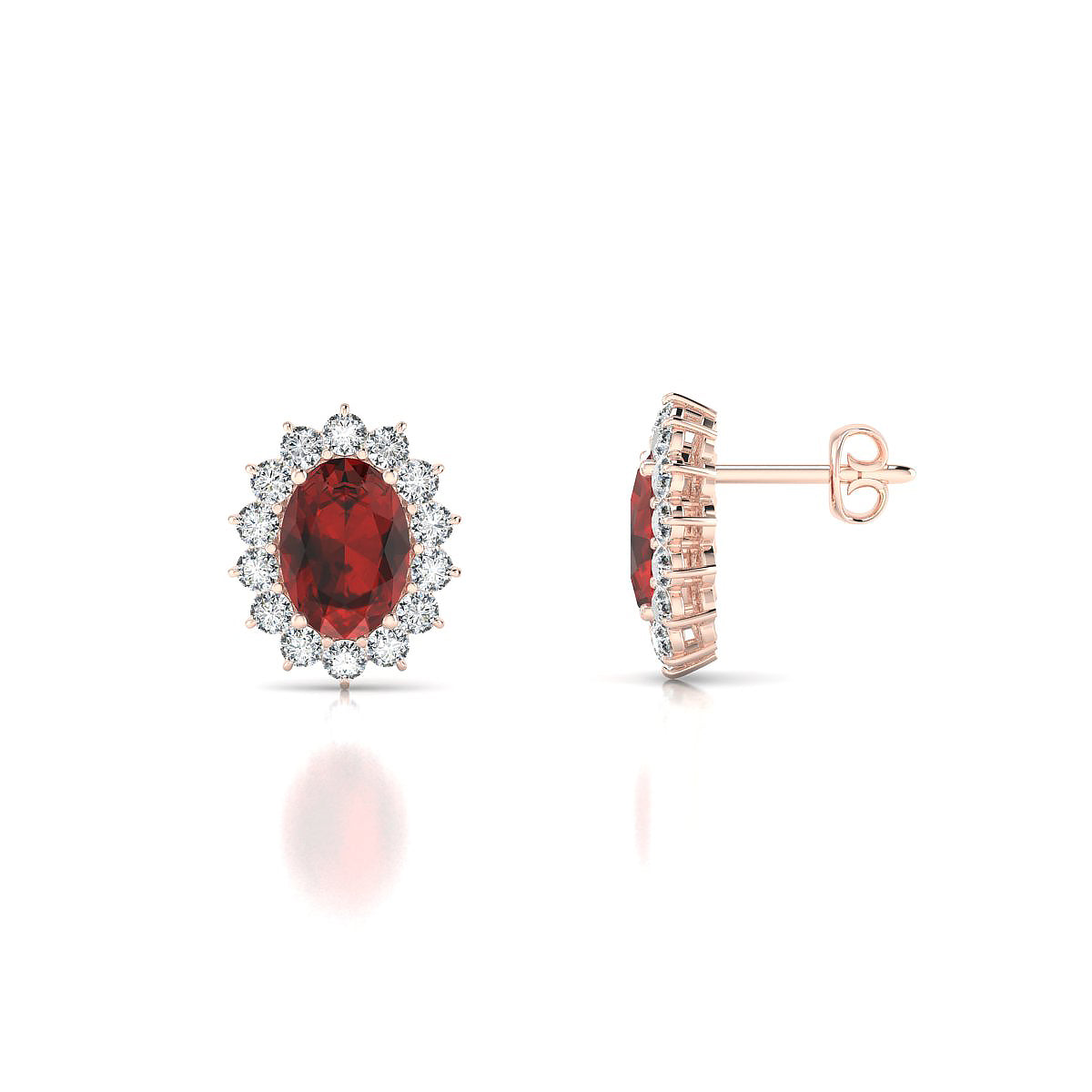 Blossom | 18k Rose Gold 7 x 5 mm Oval Garnet Earrings