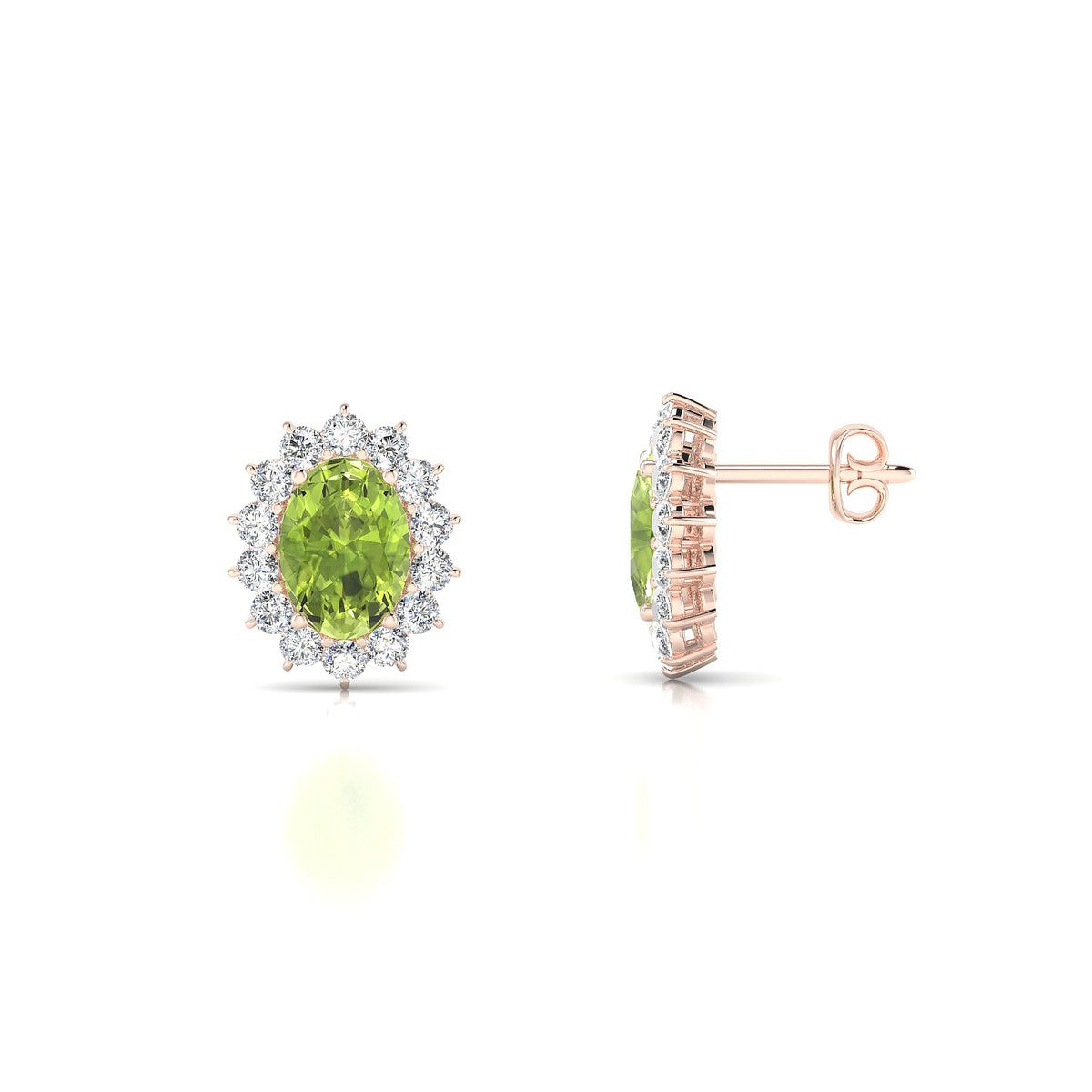 Blossom | 18k Rose Gold 7 x 5 mm Oval Peridot Earrings