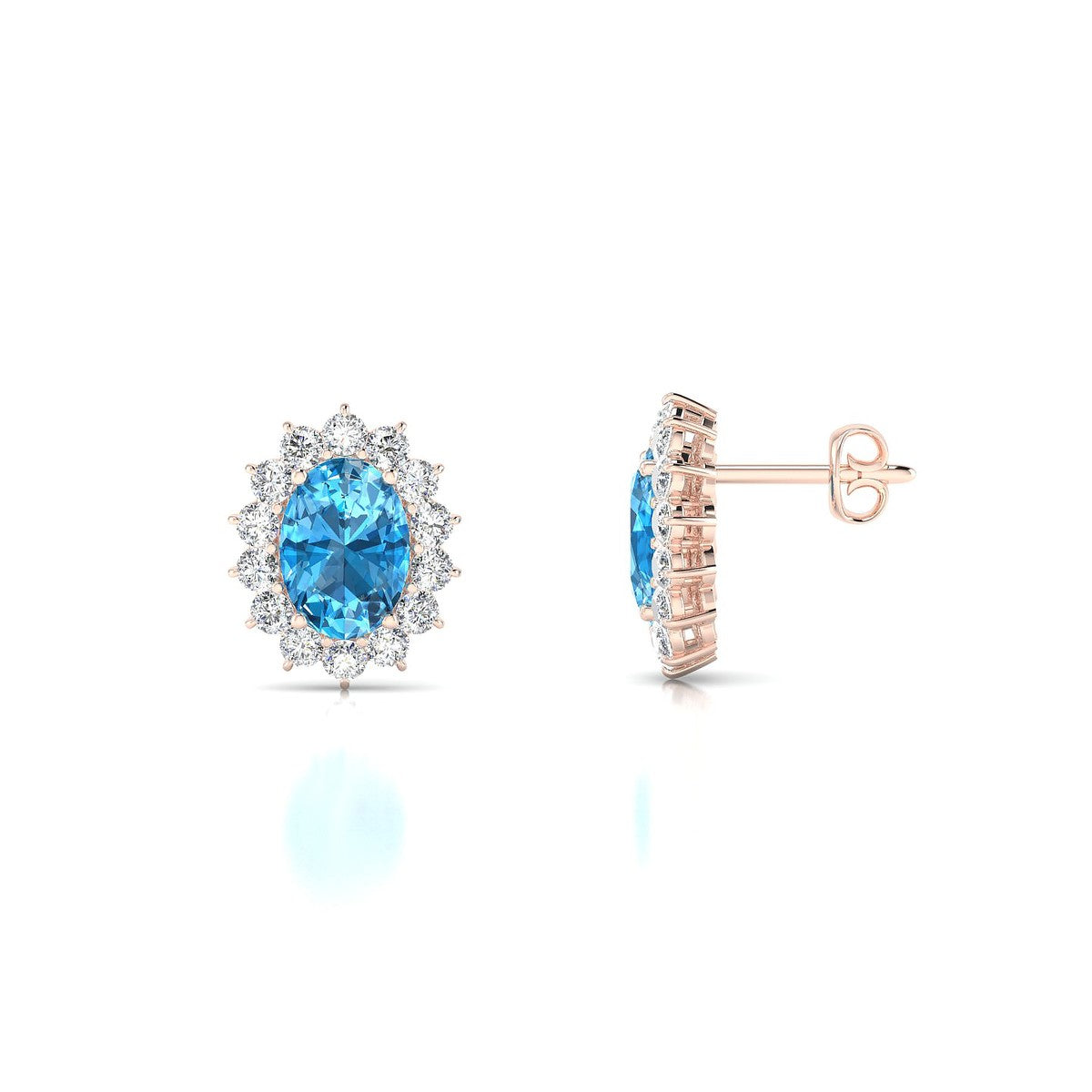 Blossom | 18k Rose Gold 7 x 5 mm Oval Topaz Earrings