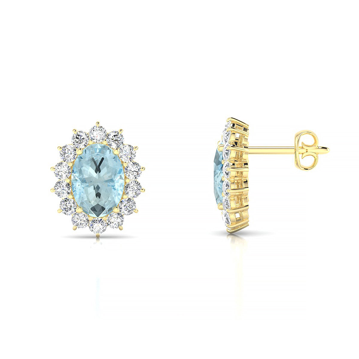 Blossom | 18k Yellow Gold 7 x 5 mm Oval Aquamarine Earrings