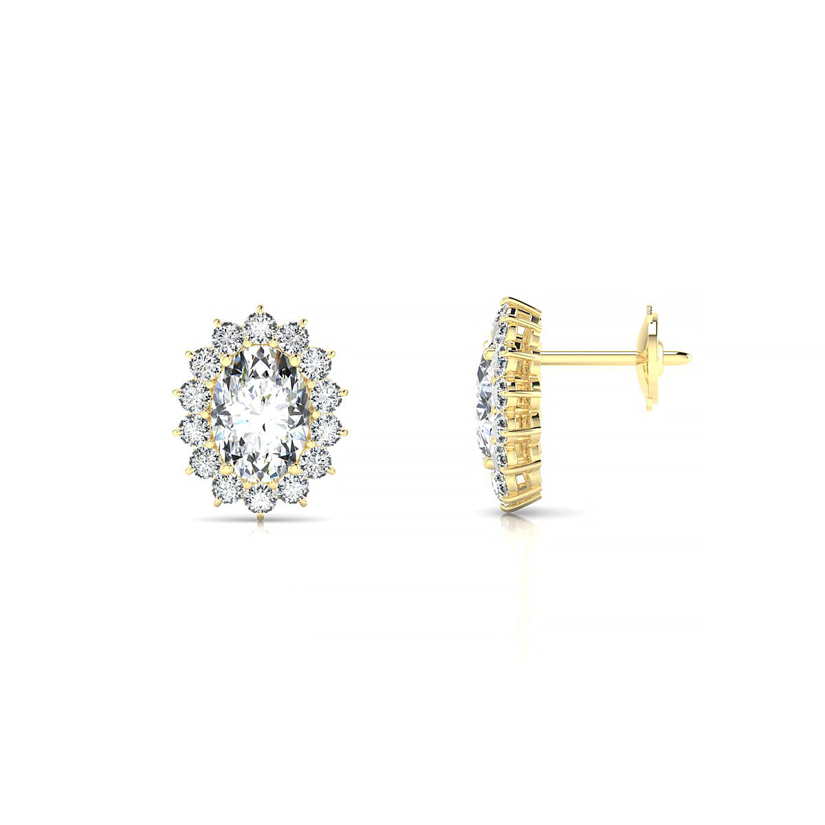Blossom | 18k Yellow Gold 7 x 5 mm Oval Diamond Earrings