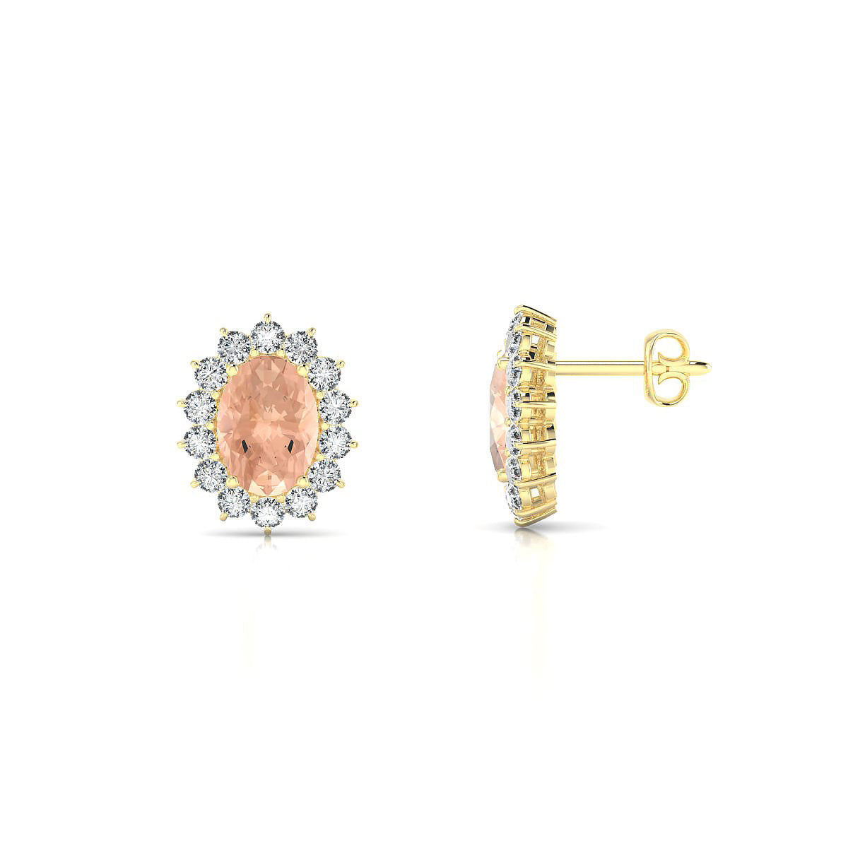 Blossom | 18k Yellow Gold 7 x 5 mm Oval Morganite Earrings