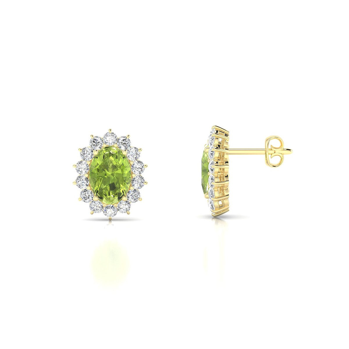 Blossom | 18k Yellow Gold 7 x 5 mm Oval Peridot Earrings