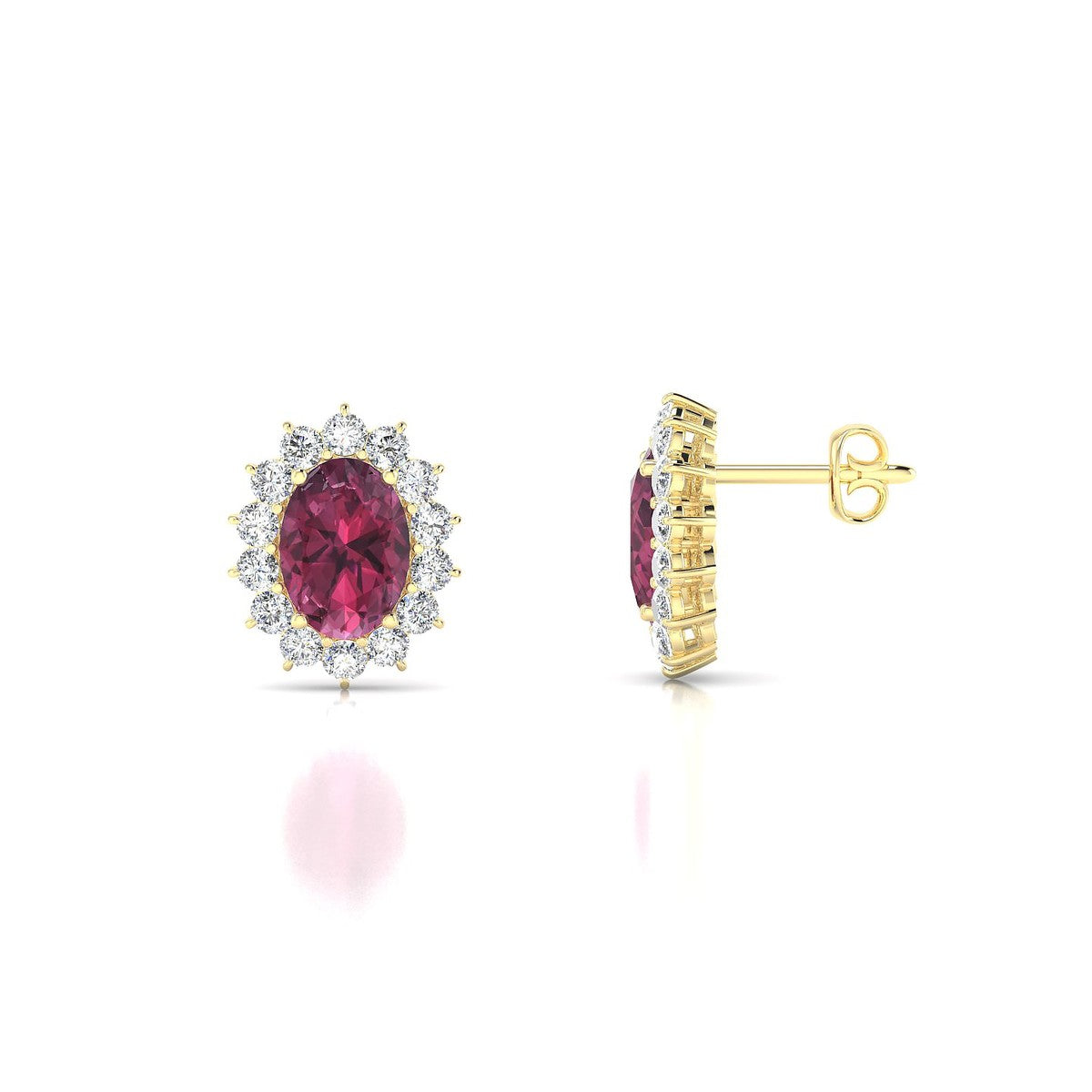 Blossom | 18k Yellow Gold 7 x 5 mm Oval Rhodolite Earrings