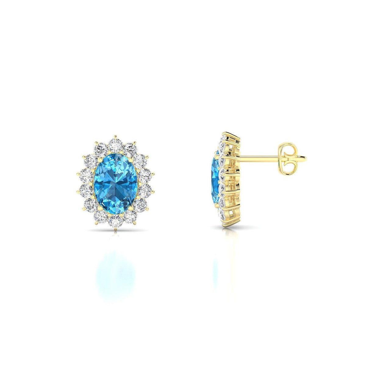 Blossom | 18k Yellow Gold 7 x 5 mm Oval Topaz Earrings
