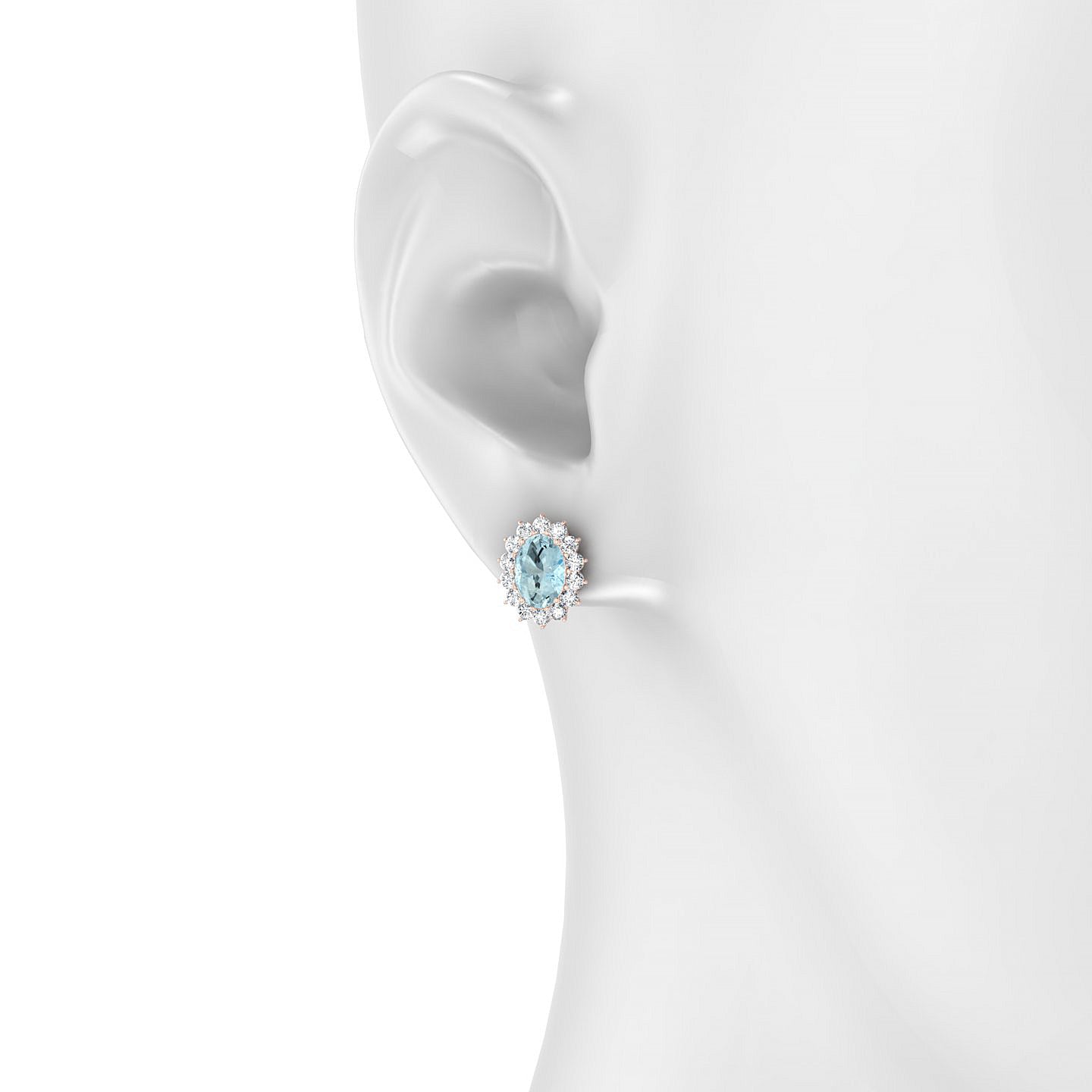 Blossom | 18k Rose Gold 7 x 5 mm Oval Aquamarine Earrings