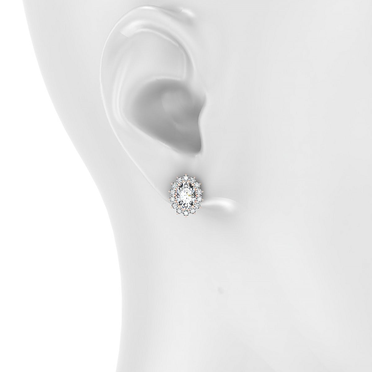 Blossom | 18k Rose Gold 7 x 5 mm Oval Diamond Earrings
